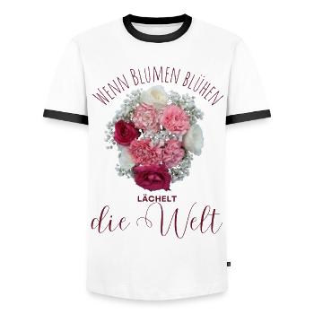 Blumen Garten Gärtner Blumenstrauß BLUMENLIEBE - Männer Kontrast-T-Shirt - Weiß/Schwarz - Vorne - AI Model Female 172 light (172cm) & AI Model Male 178 dark (178cm)