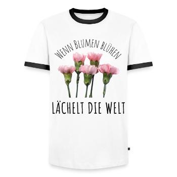 Blumen Garten Gärtner Blumenstrauß BLUMENLIEBE - Männer Kontrast-T-Shirt - Weiß/Schwarz - Vorne - AI Model Female 172 light (172cm) & AI Model Male 178 dark (178cm)