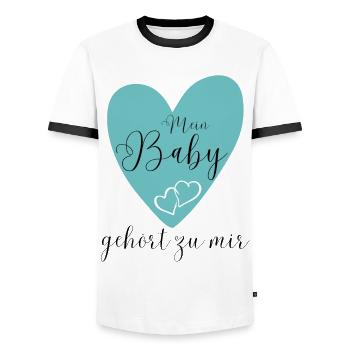 MEIN BABY gehört zu mir - Männer Kontrast-T-Shirt - Weiß/Schwarz - Vorne - AI Model Female 172 light (172cm) & AI Model Male 178 dark (178cm)