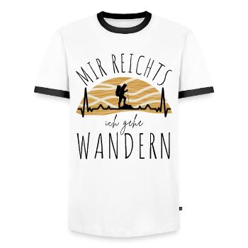 WANDERN Berge Bergsteigen WANDERWEG - Männer Kontrast-T-Shirt - Weiß/Schwarz - Vorne - AI Model Female 172 light (172cm) & AI Model Male 178 dark (178cm)