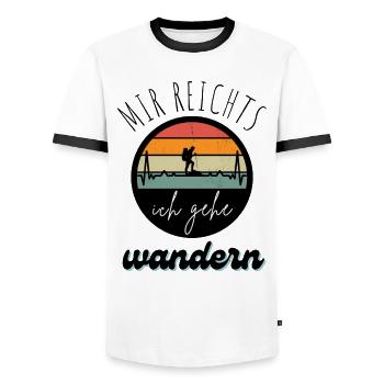 WANDERN Berge Bergsteigen WANDERWEG - Männer Kontrast-T-Shirt - Weiß/Schwarz - Vorne - AI Model Female 172 light (172cm) & AI Model Male 178 dark (178cm)