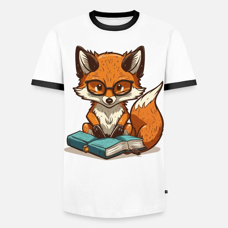 Bookish Fox - Men's Ringer Shirt - white/black