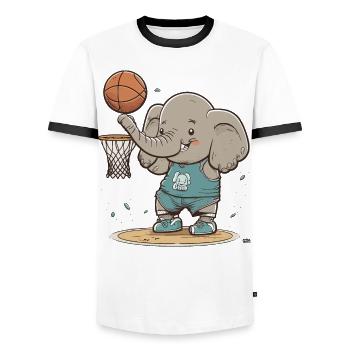 Basketball Elephant - Men's Ringer Shirt - white/black - Front - AI Model Female 172 light (172cm) & AI Model Male 178 dark (178cm)