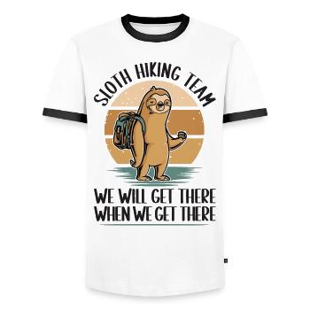 Herzschlag Bergsteiger mit Hund Wanderer Berg - Männer Kontrast-T-Shirt - Weiß/Schwarz - Vorne - AI Model Female 172 light (172cm) & AI Model Male 178 dark (178cm)