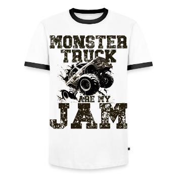 Monster Truck Are My Jam Monster Trucks - Men's Ringer Shirt - white/black - Front - AI Model Female 172 light (172cm) & AI Model Male 178 dark (178cm)