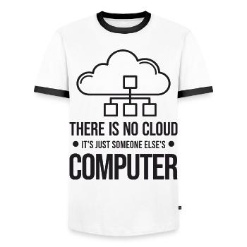 There Is No Cloud It's Just Someone Else's - Men's Ringer Shirt - white/black - Front - AI Model Female 172 light (172cm) & AI Model Male 178 dark (178cm)