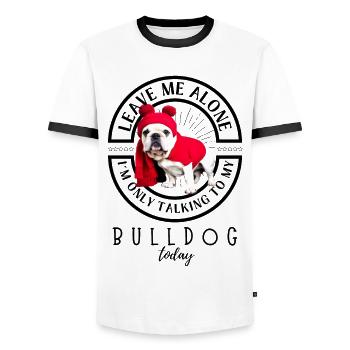 Bulldogge Bulldog Bulldoggen - Männer Kontrast-T-Shirt - Weiß/Schwarz - Vorne - AI Model Female 172 light (172cm) & AI Model Male 178 dark (178cm)