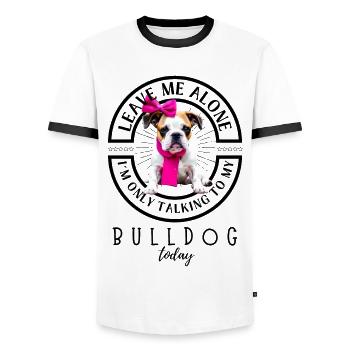 Bulldogge Bulldog Bulldoggen - Männer Kontrast-T-Shirt - Weiß/Schwarz - Vorne - AI Model Female 172 light (172cm) & AI Model Male 178 dark (178cm)