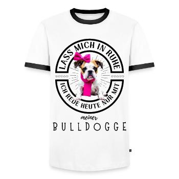 Bulldogge Bulldog Bulldoggen - Männer Kontrast-T-Shirt - Weiß/Schwarz - Vorne - AI Model Female 172 light (172cm) & AI Model Male 178 dark (178cm)