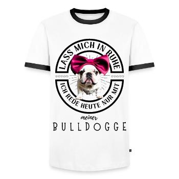 Bulldogge Bulldog Bulldoggen - Männer Kontrast-T-Shirt - Weiß/Schwarz - Vorne - AI Model Female 172 light (172cm) & AI Model Male 178 dark (178cm)