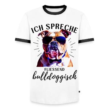Ich spreche BULLDOGGISCH Bulldog Bulldogge Bulldog - Männer Kontrast-T-Shirt - Weiß/Schwarz - Vorne - AI Model Female 172 light (172cm) & AI Model Male 178 dark (178cm)