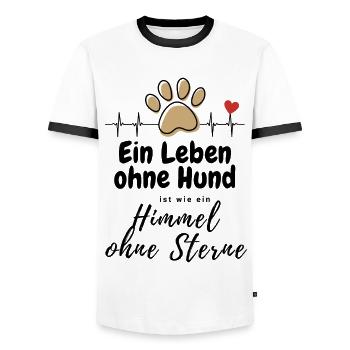 Ein LEBEN ohne HUND ... Pfote Hunde HUND - Männer Kontrast-T-Shirt - Weiß/Schwarz - Vorne - AI Model Female 172 light (172cm) & AI Model Male 178 dark (178cm)