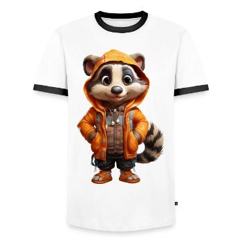 Florian the Badger - Men's Ringer Shirt - white/black - Front - AI Model Female 172 light (172cm) & AI Model Male 178 dark (178cm)