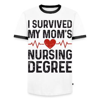 I graduated from nursing school - Men's Ringer Shirt - white/black - Front - AI Model Female 172 light (172cm) & AI Model Male 178 dark (178cm)