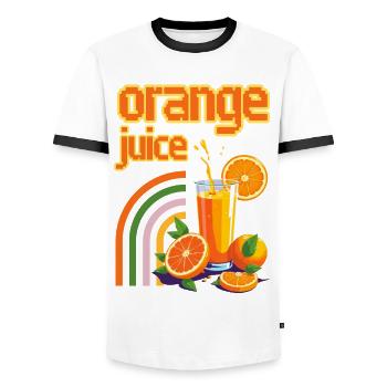 Orange Juice - Men's Ringer Shirt - white/black - Front - AI Model Female 172 light (172cm) & AI Model Male 178 dark (178cm)