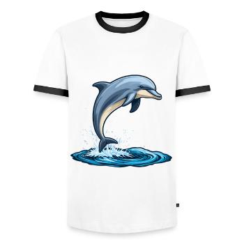 Dolphin - Men's Ringer Shirt - white/black - Front - AI Model Female 172 light (172cm) & AI Model Male 178 dark (178cm)