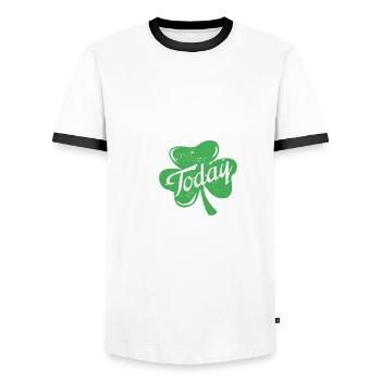 St. Patrick's Day T-shirt - Men's Ringer Shirt - white/black - Front - AI Model Female 172 light (172cm) & AI Model Male 178 dark (178cm)