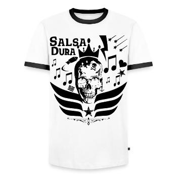 Salsa Dura salsa danse shirt - T-shirt contrasté Homme - blanc/noir - Devant - AI Model Female 172 light (172cm) & AI Model Male 178 dark (178cm)