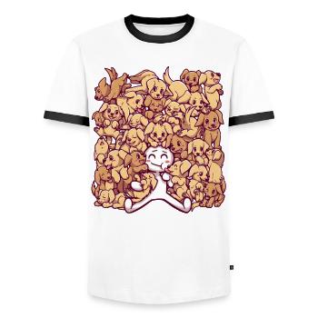 Lebensziele - Golden Labrador Retriever Hunde - Männer Kontrast-T-Shirt - Weiß/Schwarz - Vorne - AI Model Female 172 light (172cm) & AI Model Male 178 dark (178cm)