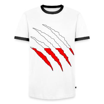 Poland Polska Football Fan Shirt World Cup jersey gift - Men's Ringer Shirt - white/black - Front - AI Model Female 172 light (172cm) & AI Model Male 178 dark (178cm)