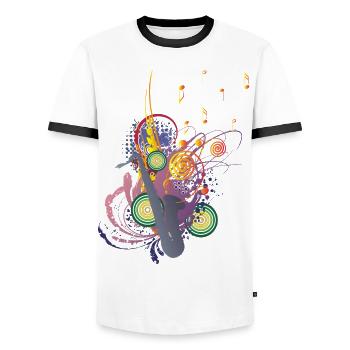 Colours of Music - Männer Kontrast-T-Shirt - Weiß/Schwarz - Vorne - AI Model Female 172 light (172cm) & AI Model Male 178 dark (178cm)