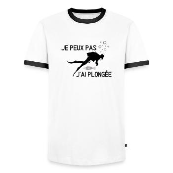 Je peux pas j'ai plongée - T-shirt contrasté Homme - blanc/noir - Devant - AI Model Female 172 light (172cm) & AI Model Male 178 dark (178cm)