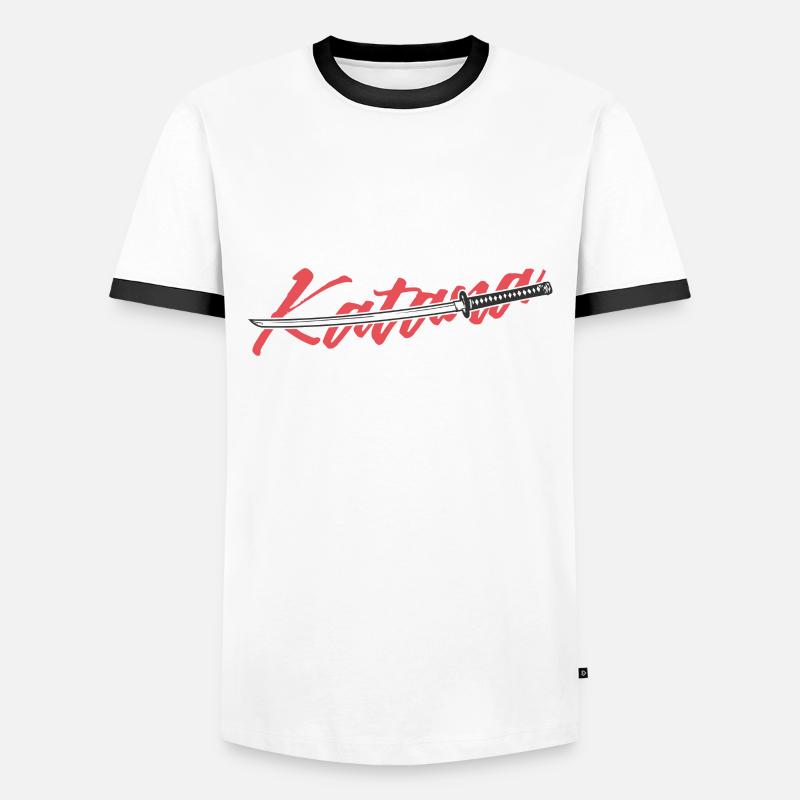 Samurai Schwert Katana - Männer Kontrast-T-Shirt - Weiß/Schwarz