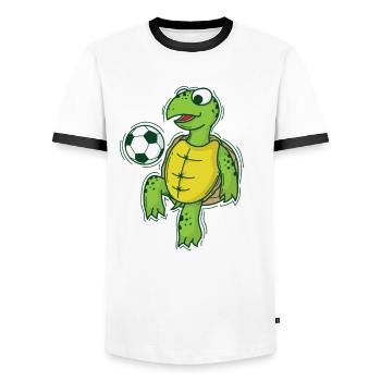 Turtle plays and loves football - Men's Ringer Shirt - white/black - Front - AI Model Female 172 light (172cm) & AI Model Male 178 dark (178cm)