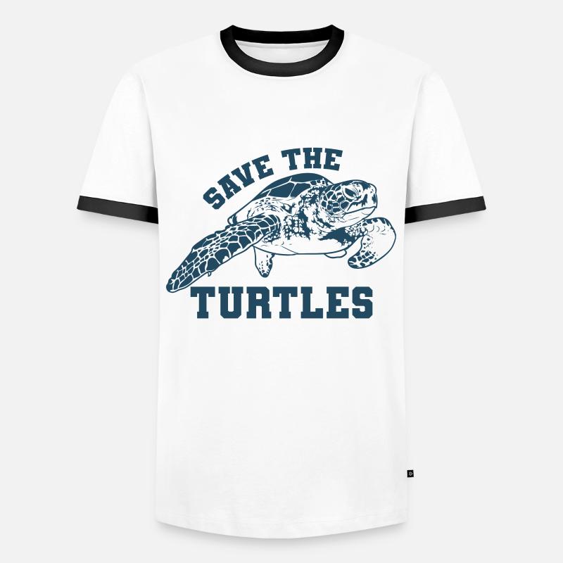 Turtle Save The Turtles - Men's Ringer Shirt - white/black