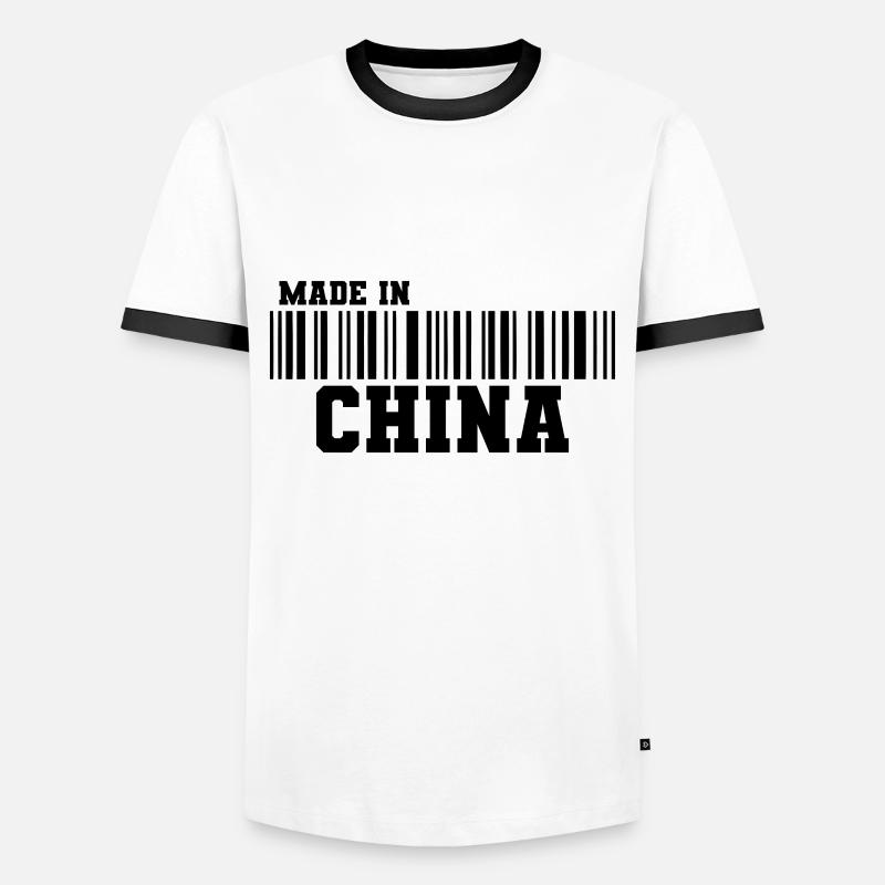 Made in China Barcode - Männer Kontrast-T-Shirt - Weiß/Schwarz