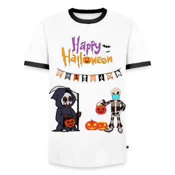 Costume d’Halloween super idée cadeau - T-shirt contrasté Homme - blanc/noir - Devant - AI Model Female 172 light (172cm) & AI Model Male 178 dark (178cm)