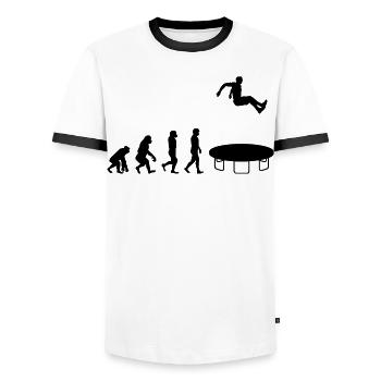 Trampoline Jumper Jumping Gymnastics Evolution - Men's Ringer Shirt - white/black - Front - AI Model Female 172 light (172cm) & AI Model Male 178 dark (178cm)