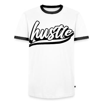 hustle hustler hustlen boss chef endgegner level u - Männer Kontrast-T-Shirt - Weiß/Schwarz - Vorne - AI Model Female 172 light (172cm) & AI Model Male 178 dark (178cm)