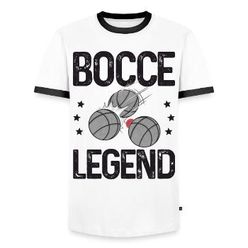 Légende de la pétanque disant boule de pétanque avec Jack Bocci - T-shirt contrasté Homme - blanc/noir - Devant - AI Model Female 172 light (172cm) & AI Model Male 178 dark (178cm)