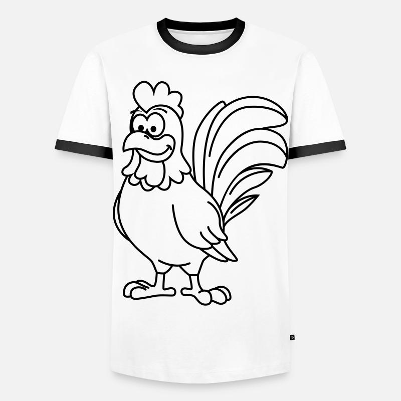 Hahn Comic Tier - Männer Kontrast-T-Shirt - Weiß/Schwarz