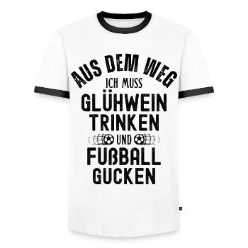 Fußball Fussball lustiger Spruch Deutschland - Männer Kontrast-T-Shirt - Weiß/Schwarz - Vorne - AI Model Female 172 light (172cm) & AI Model Male 178 dark (178cm)