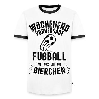 Fußball Fussball Bier lustiger Spruch Deutschland - Männer Kontrast-T-Shirt - Weiß/Schwarz - Vorne - AI Model Female 172 light (172cm) & AI Model Male 178 dark (178cm)