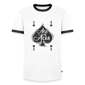 Ace of Aces Skat ou jeu de cartes de poker - T-shirt contrasté Homme - blanc/noir - Devant - AI Model Female 172 light (172cm) & AI Model Male 178 dark (178cm)