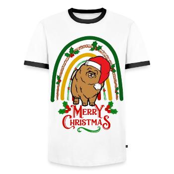 Weihnachten Zwergspitz Liebhaber Kawaii - Männer Kontrast-T-Shirt - Weiß/Schwarz - Vorne - AI Model Female 172 light (172cm) & AI Model Male 178 dark (178cm)