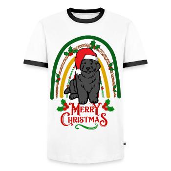 Chien de Noël de Terre-Neuve - T-shirt contrasté Homme - blanc/noir - Devant - AI Model Female 172 light (172cm) & AI Model Male 178 dark (178cm)