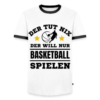 Basketball Spielen Spieler Basketball Liebhaber - Männer Kontrast-T-Shirt - Weiß/Schwarz - Vorne - AI Model Female 172 light (172cm) & AI Model Male 178 dark (178cm)
