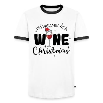 I'm dreamin' of a Wine Christmas Xmas - Men's Ringer Shirt - white/black - Front - AI Model Female 172 light (172cm) & AI Model Male 178 dark (178cm)