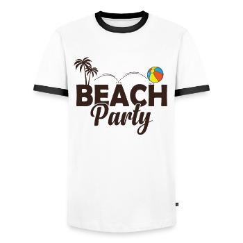 Beach Party Celebrations Dancing Music Friends - Men's Ringer Shirt - white/black - Front - AI Model Female 172 light (172cm) & AI Model Male 178 dark (178cm)