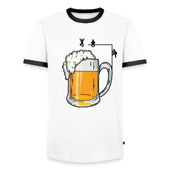 Beer and stick figures party - Men's Ringer Shirt - white/black - Front - AI Model Female 172 light (172cm) & AI Model Male 178 dark (178cm)