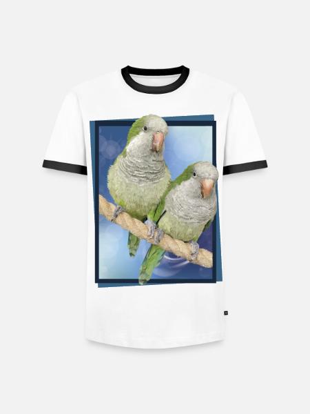 Argentine Parakeet - Men's Ringer Shirt - white/black