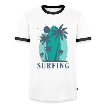 Surfing Surfing Water Sports Wind - Men's Ringer Shirt - white/black - Front - AI Model Female 172 light (172cm) & AI Model Male 178 dark (178cm)