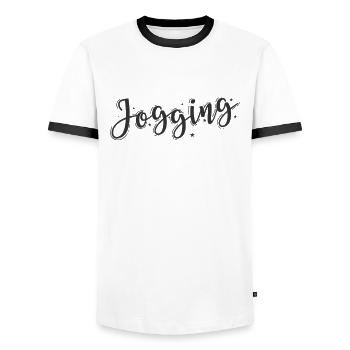 Jogging Exercise Endurance Sports Running - Men's Ringer Shirt - white/black - Front - AI Model Female 172 light (172cm) & AI Model Male 178 dark (178cm)