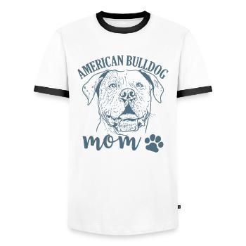 Race de chien de compagnie American Bulldog Mom - T-shirt contrasté Homme - blanc/noir - Devant - AI Model Female 172 light (172cm) & AI Model Male 178 dark (178cm)