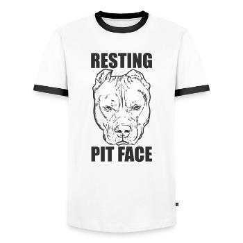 Resting Pit Face Pit Bull Hund Haustier - Männer Kontrast-T-Shirt - Weiß/Schwarz - Vorne - AI Model Female 172 light (172cm) & AI Model Male 178 dark (178cm)