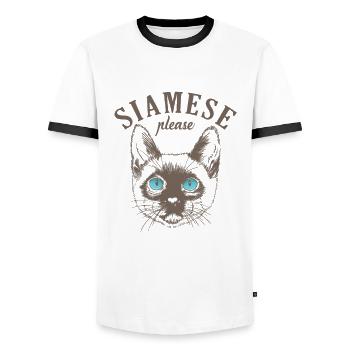 Siamese Cat please Haustier Kater Rasse - Männer Kontrast-T-Shirt - Weiß/Schwarz - Vorne - AI Model Female 172 light (172cm) & AI Model Male 178 dark (178cm)